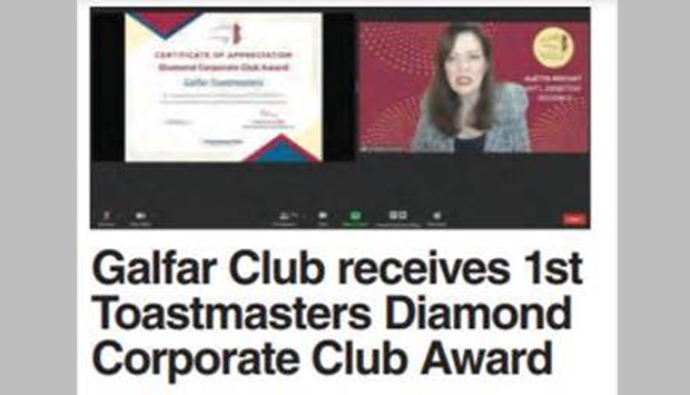 Galfar Toastmasters Club wins Diamond Corporate Club Award