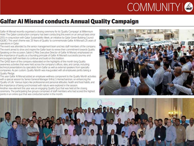 Galfar Al Misnad conducts Annual Quality Campaign